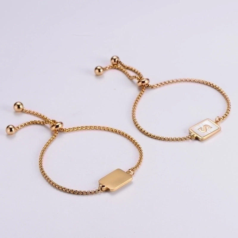 Minimalist Letter 304 Stainless Steel 18K Gold Plated Shell Bracelets In Bulk