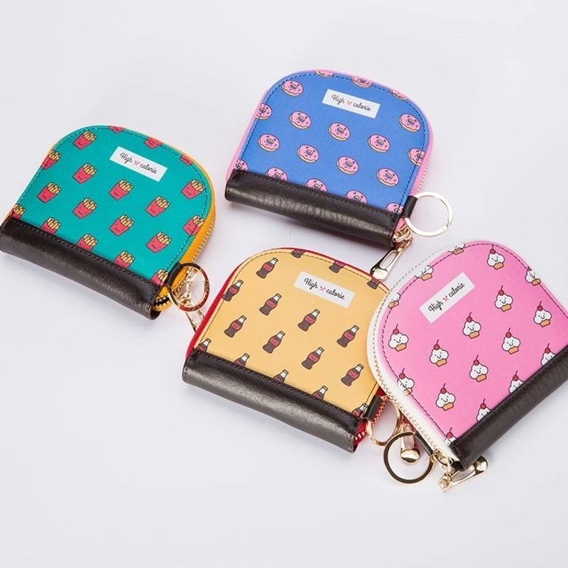 3 Pieces New Printed Zipper Leather Girls Small Wallet Portable Cartoon Cute Student Card Holder Coin Purse