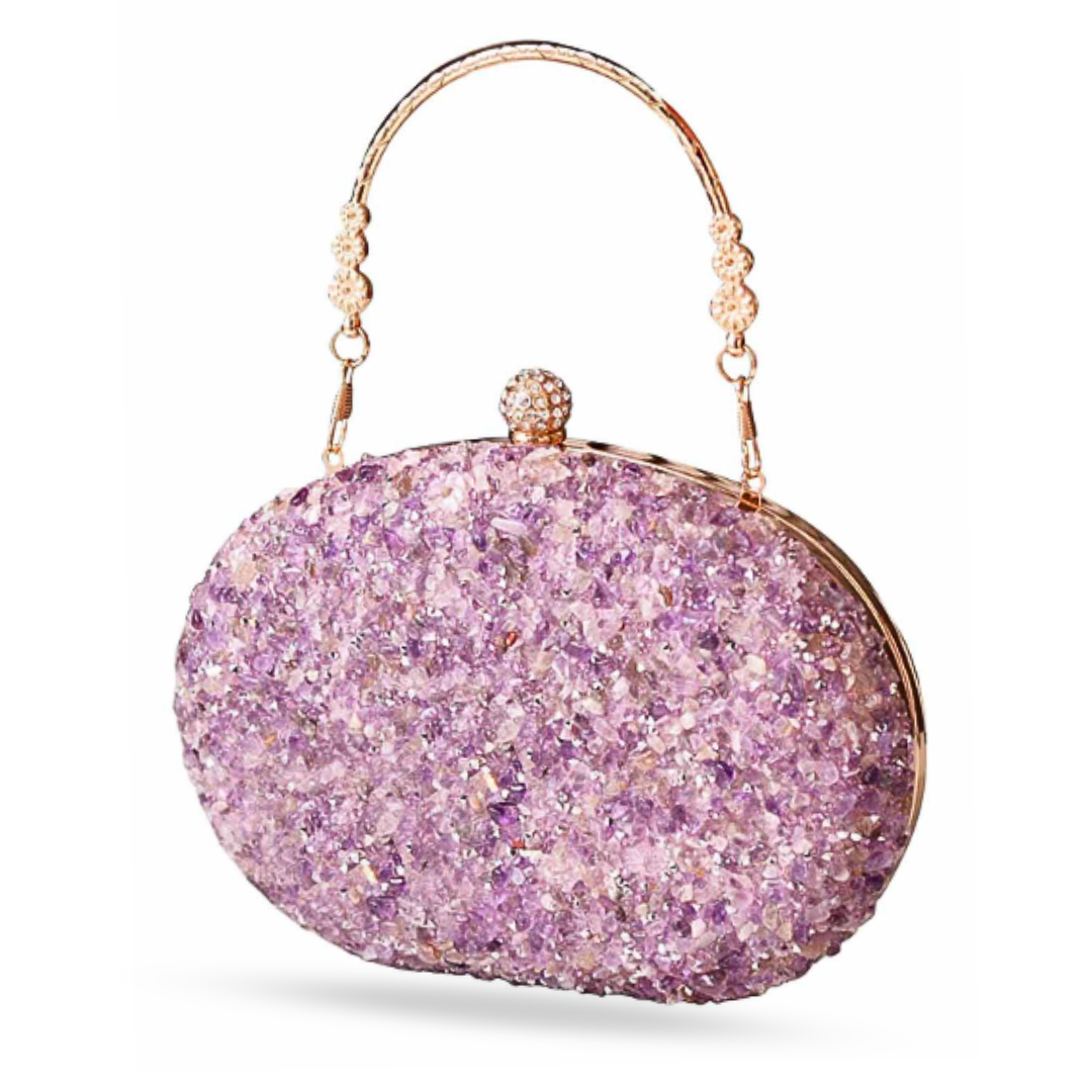 Round Diamond Resin Evening Clutch with Handle