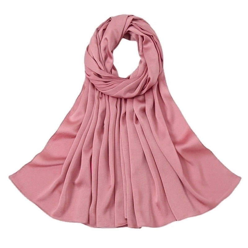 Women's Fashion Solid Color Satin Patchwork Cotton Linen Scarves