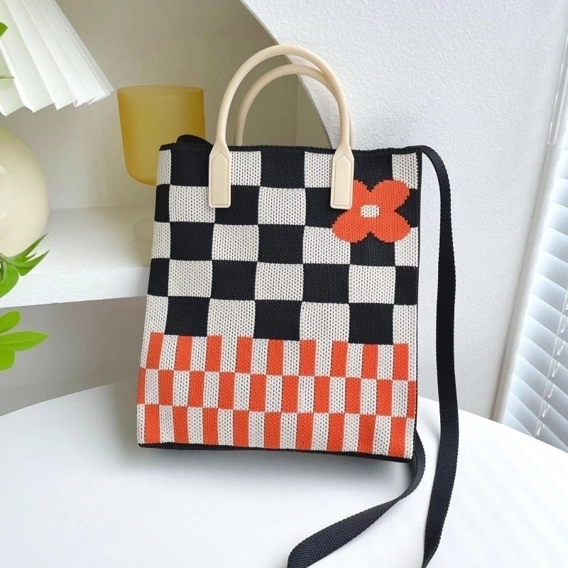 Women's Small Polyester Stripe Plaid Flower Vintage Style Open Crossbody Bag