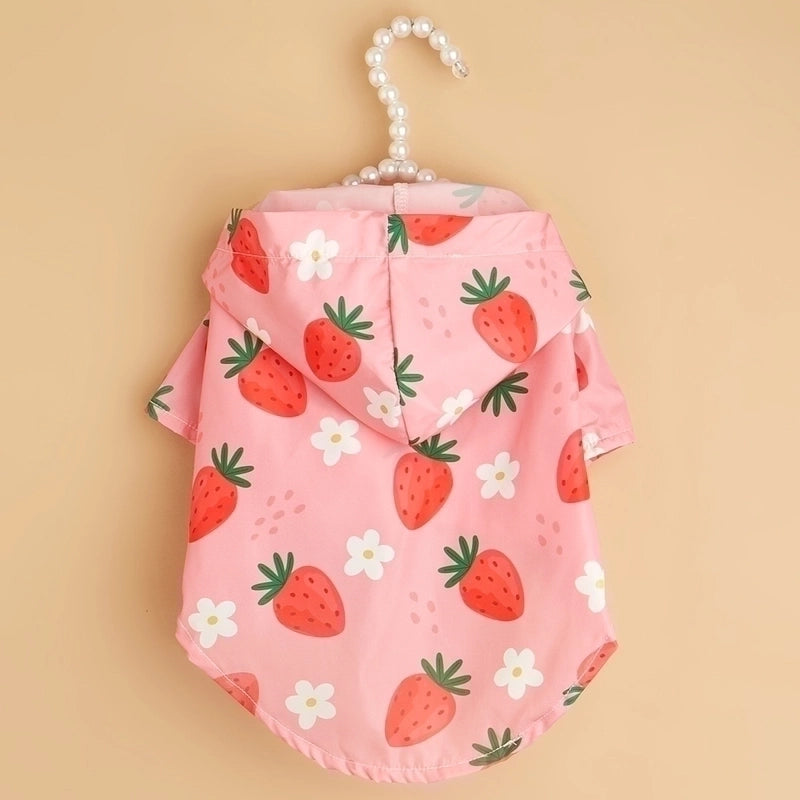 Cute Pastoral Polyester Strawberry Pet Clothing