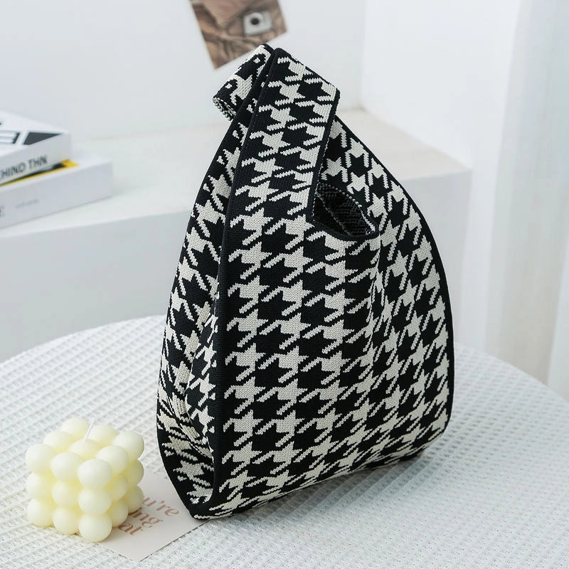 Women's Small Knit Color Block Streetwear Square Open Shoulder Bag