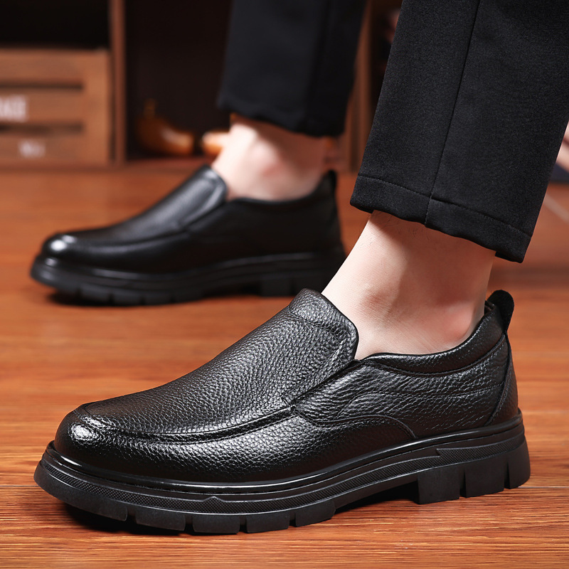 Gptsolvy New Leather Men Formal Shoes Luxury Brand Man Loafers Dress High Quality Breathable Slip on Black Driving Shoes Plus Size 38-44