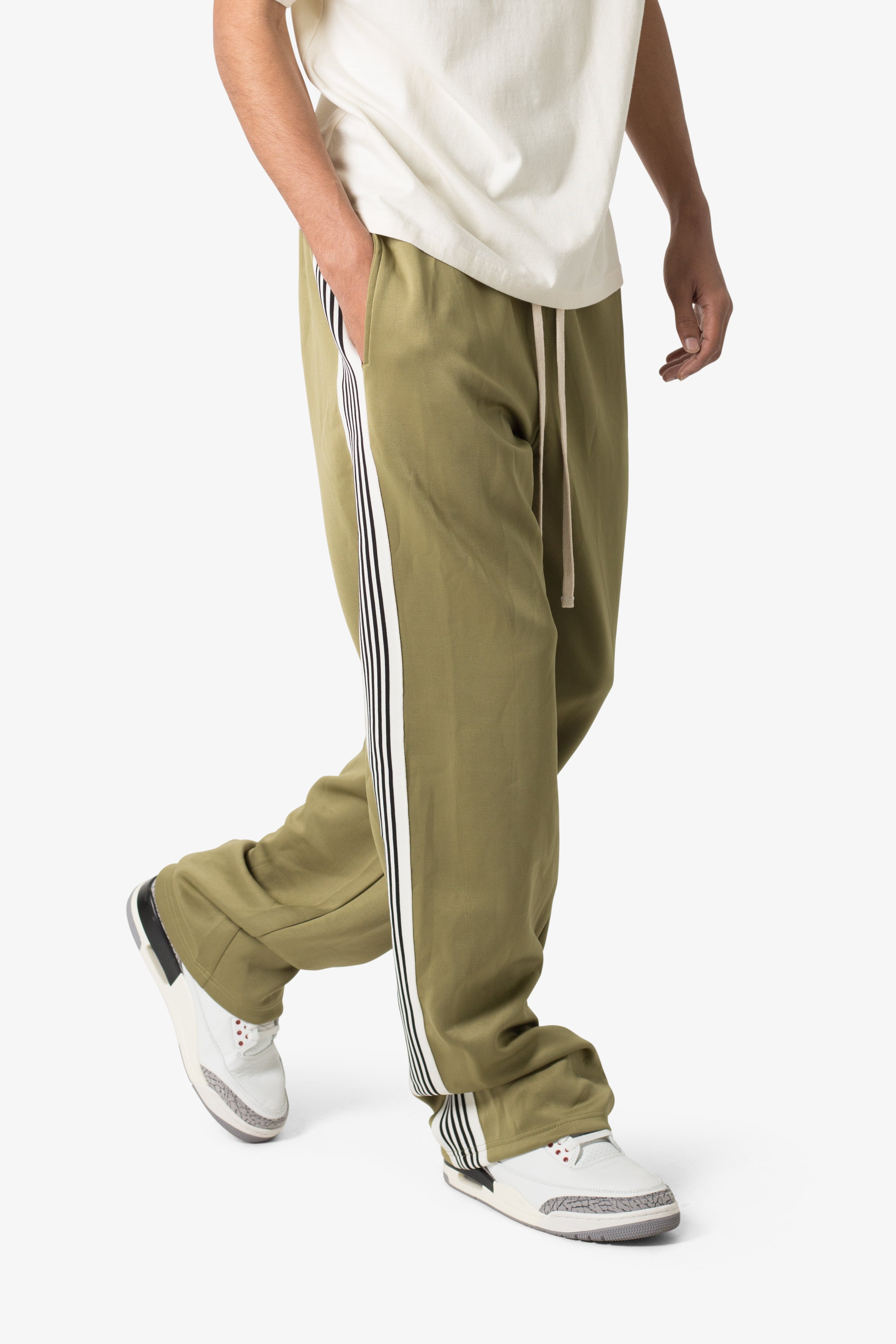 Tricot Side Stripe Pants - Olive