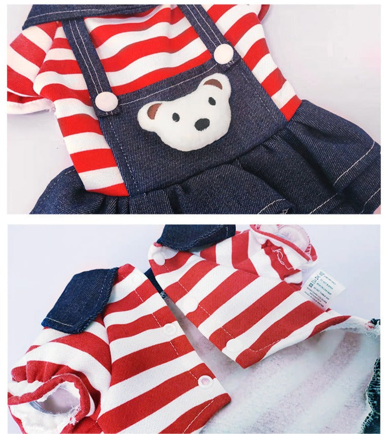 Bear Striped Dog Cat Jumpsuit/Dress