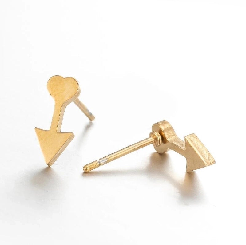 Minimalist Heart Shape Flower Stainless Steel Ear Studs 1 Pair