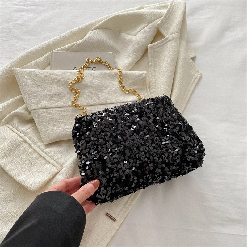 Women's Sequin Multicolor Solid Color Streetwear Square Zipper Shoulder Bag