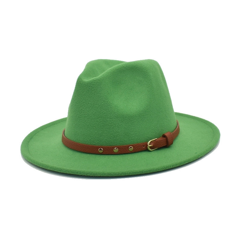 Autumn And Winter New Woolen Jazz Hat Women's Outdoor Travel Fedora Hat Men's Hat Top Hat