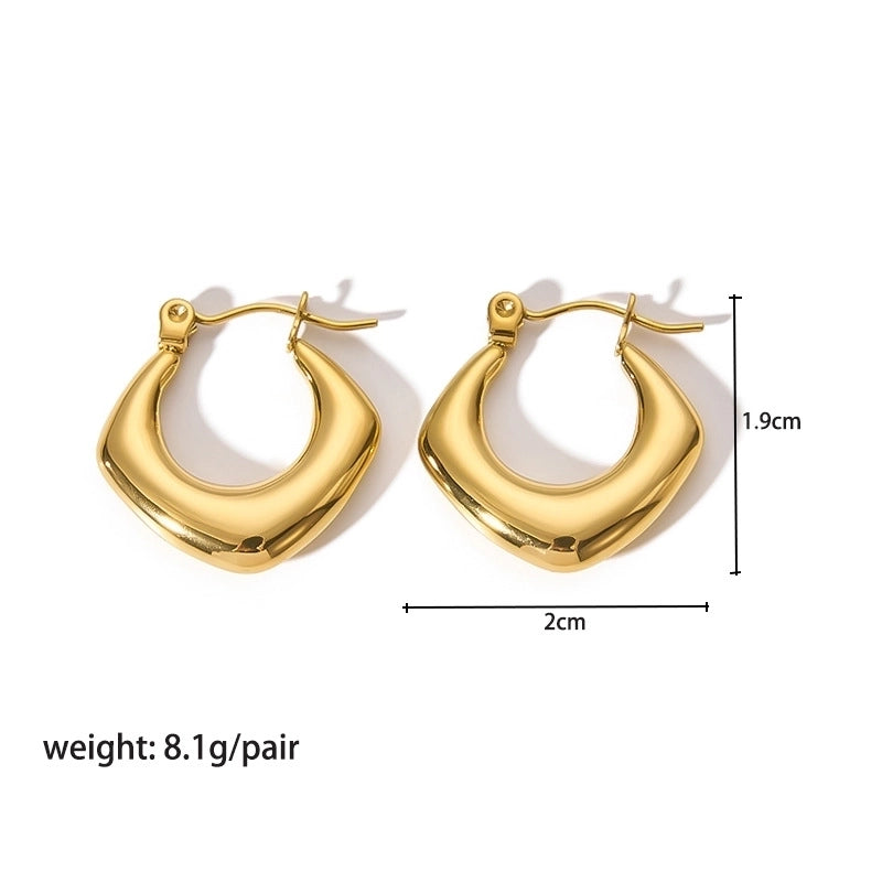 1 Pair Modern Style Round Heart Shape 304 Stainless Steel 18K Gold Plated Hoop Earrings