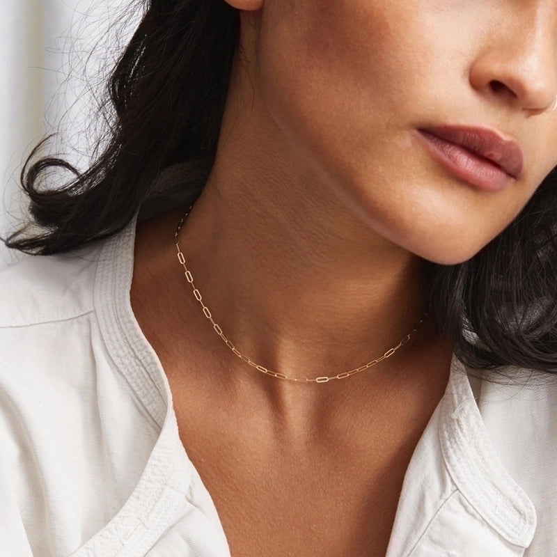 Fashion Short Women's Chain 316l Titanium Steel 14k Gold Plated Necklace Clavicle Chain