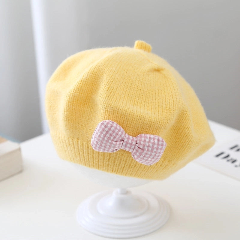 Children's Beret Baby Girl's Hat Autumn And Winter Korean Style Western Style Baby Girl's Knitted Wool Painter's Hat Trendy
