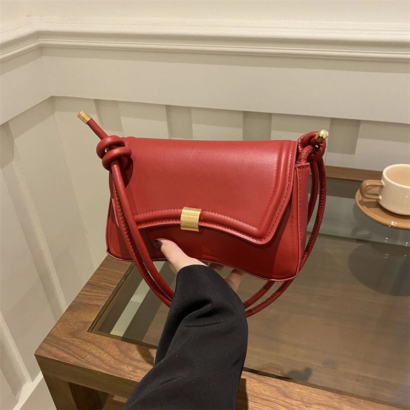 Women's Pu Leather Solid Color Basic Square Magnetic Buckle Shoulder Bag Crossbody Bag