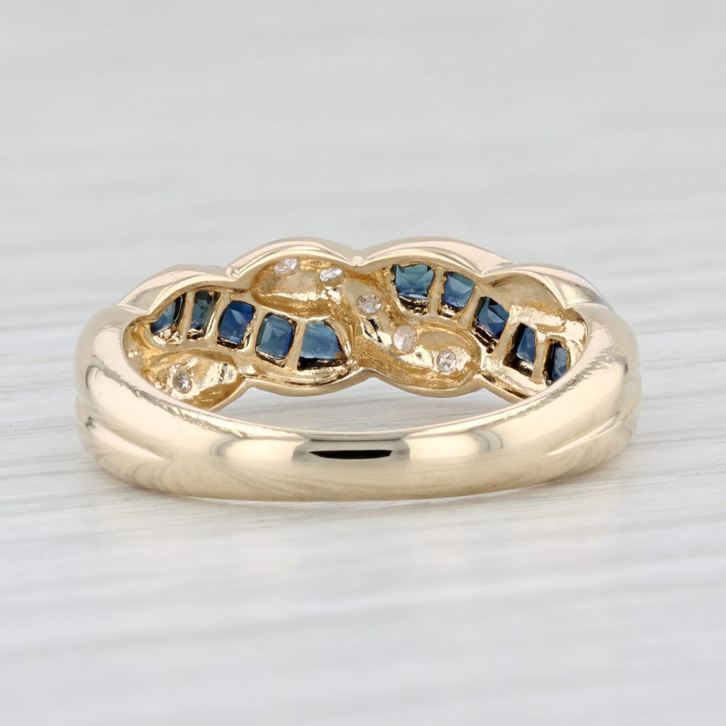 0.61ctw Blue Sapphire Diamond Woven Ring 14k Yellow Gold Size 6