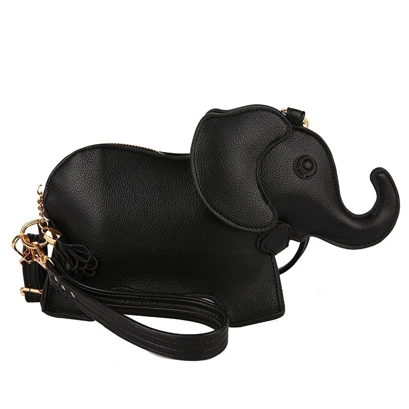 Women's Small Pu Leather Elephant Streetwear Elephant-shaped Zipper Crossbody Bag