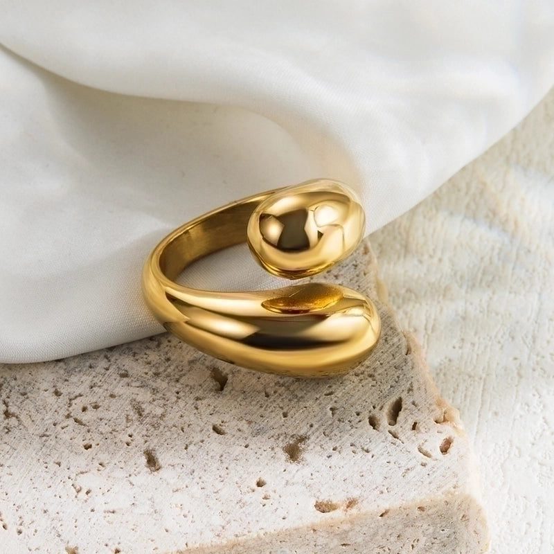 2 Pieces IG Style Minimalist Geometric 304 Stainless Steel 18K Gold Plated Plating Stainless Steel Rings