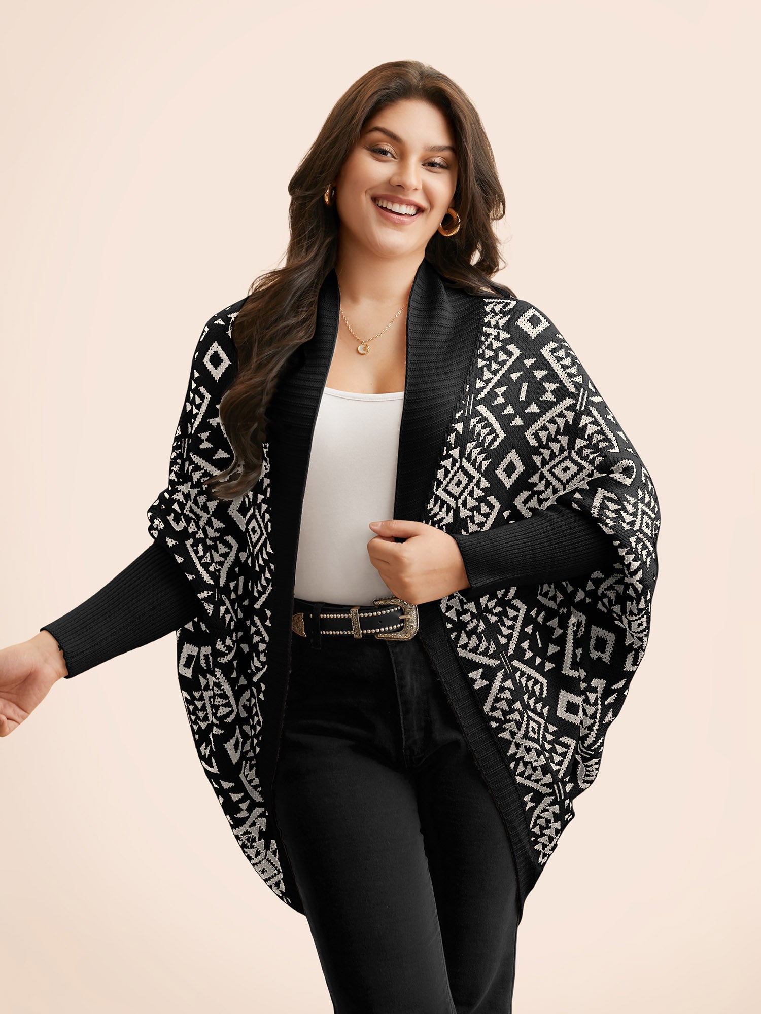 Bandana Geometric Dolman Sleeve Cardigan