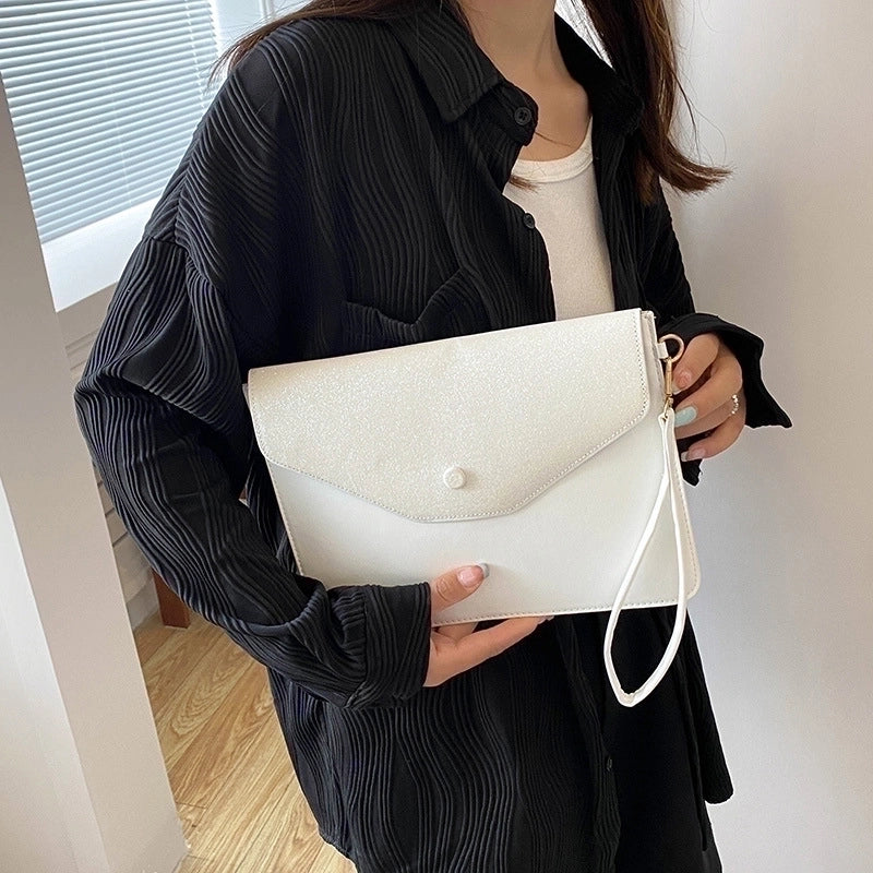 Women's Medium Pu Leather Solid Color Basic Magnetic Buckle Clutch Bag