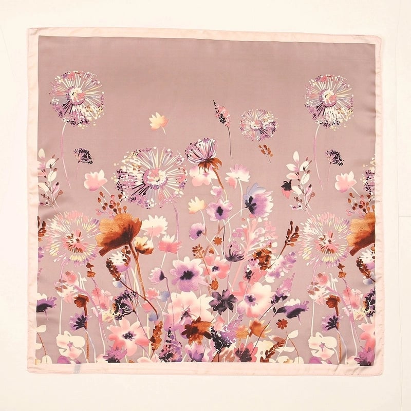 Women's Elegant Basic Flower Satin Printing Silk Scarf