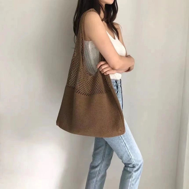 Women's Basic Solid Color Polyester Shopping Bags