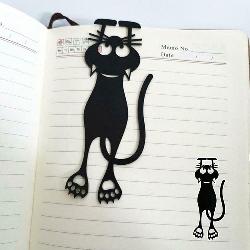 Cutout Black Kitten Bookmark