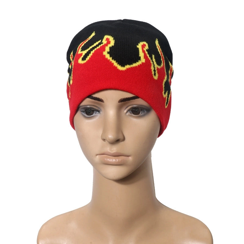 Unisex Streetwear Flame Eaveless Wool Cap