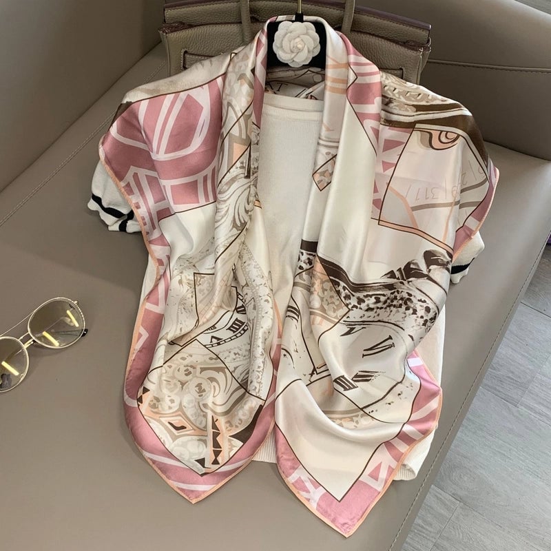 Women's Elegant Minimalist Printing Silk Printing Silk Scarf