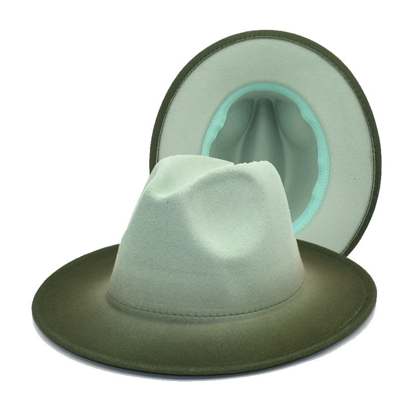 Color Matching New Gradient Jazz Hat Women's Fashion Woolen Hat Hat Men's Outdoor Sun Hat