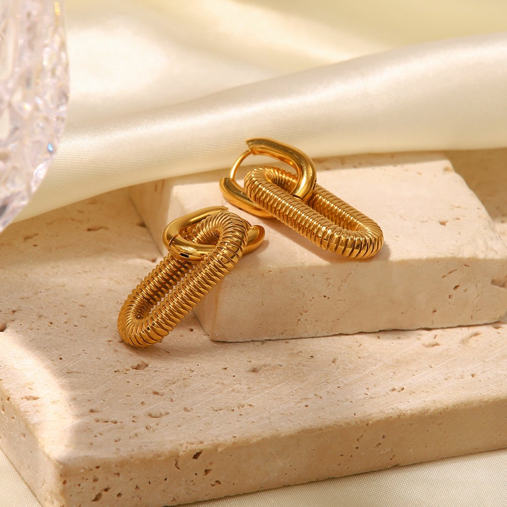 Quadrilateral Geometric Stainless Steel 18K Gold Plated Earrings