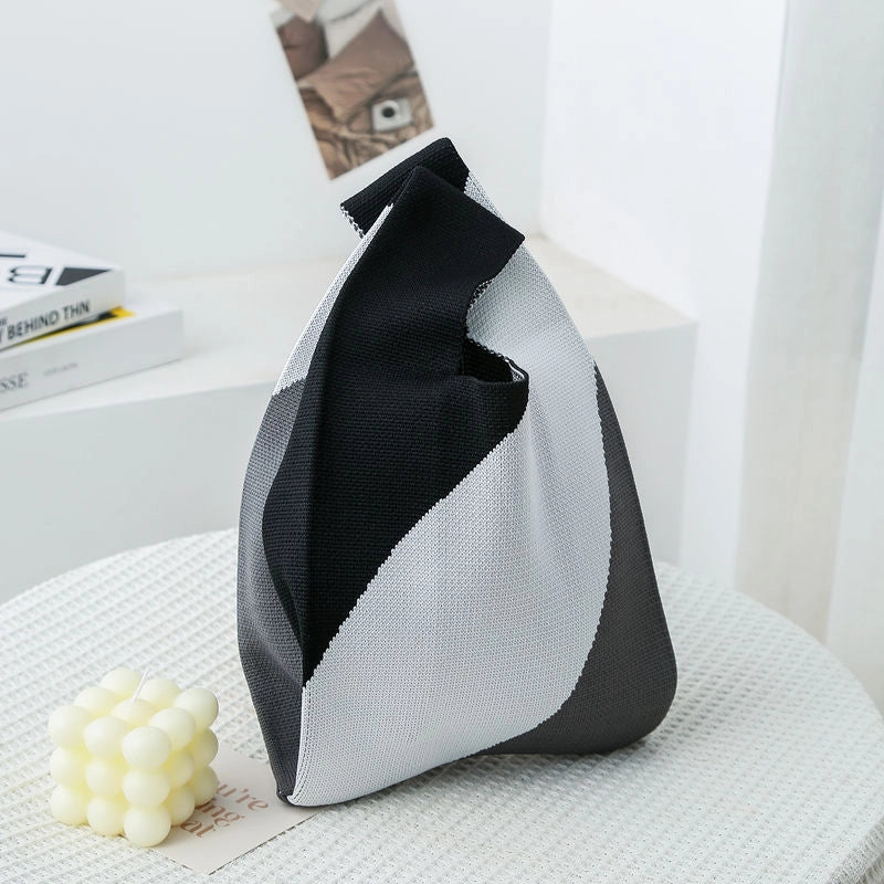 Women's Small Knit Color Block Streetwear Square Open Shoulder Bag