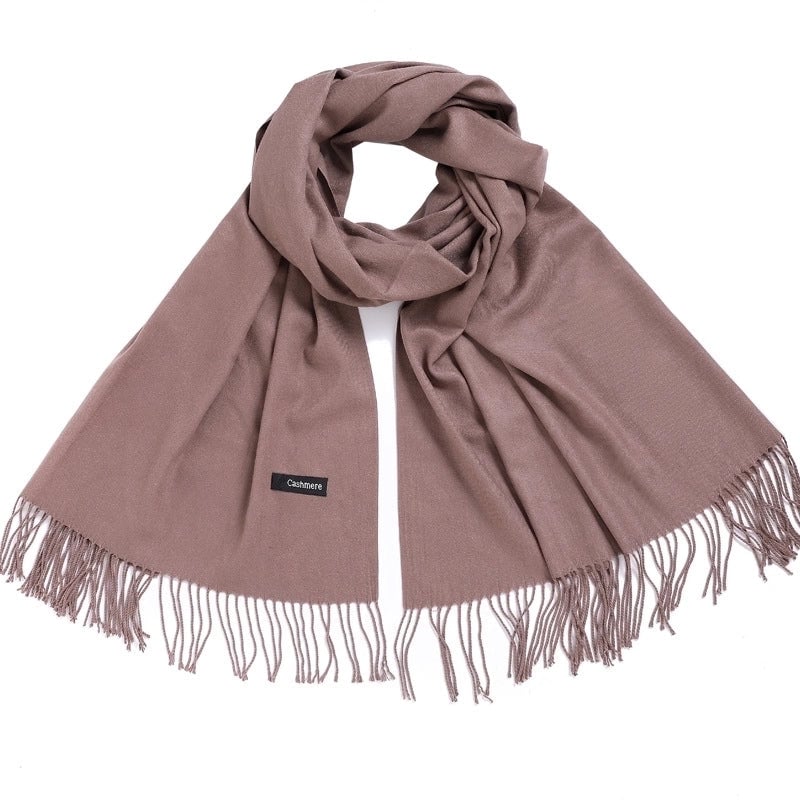 Women's Minimalist Tassel Solid Color Imitation Cashmere Scarf