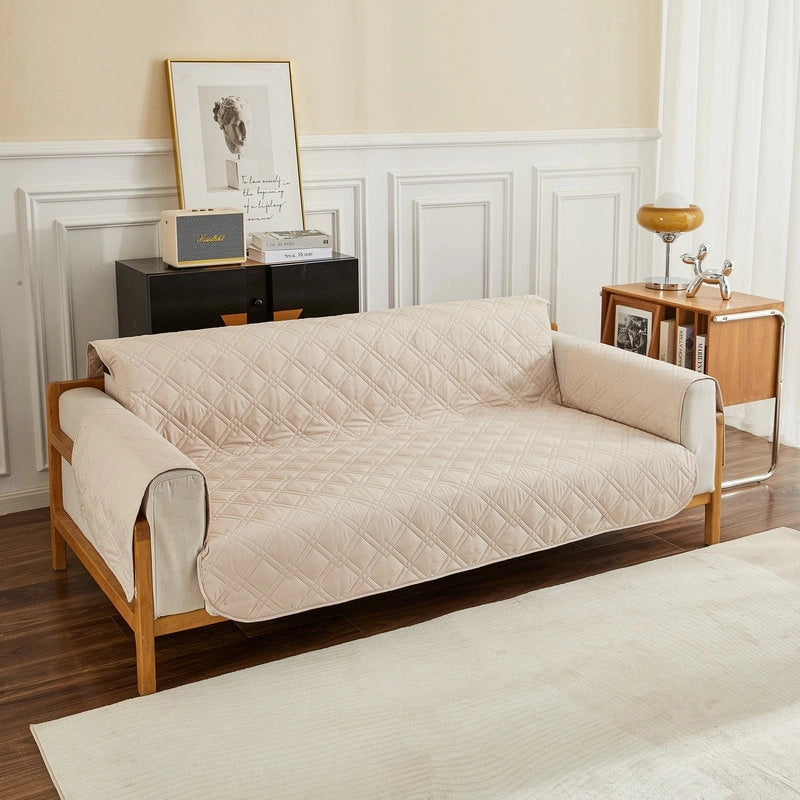Quilted Recliner Sofa Cover Integrated Double-line Diamond Sofa Cover Non-slip Waterproof Sofa Cushion