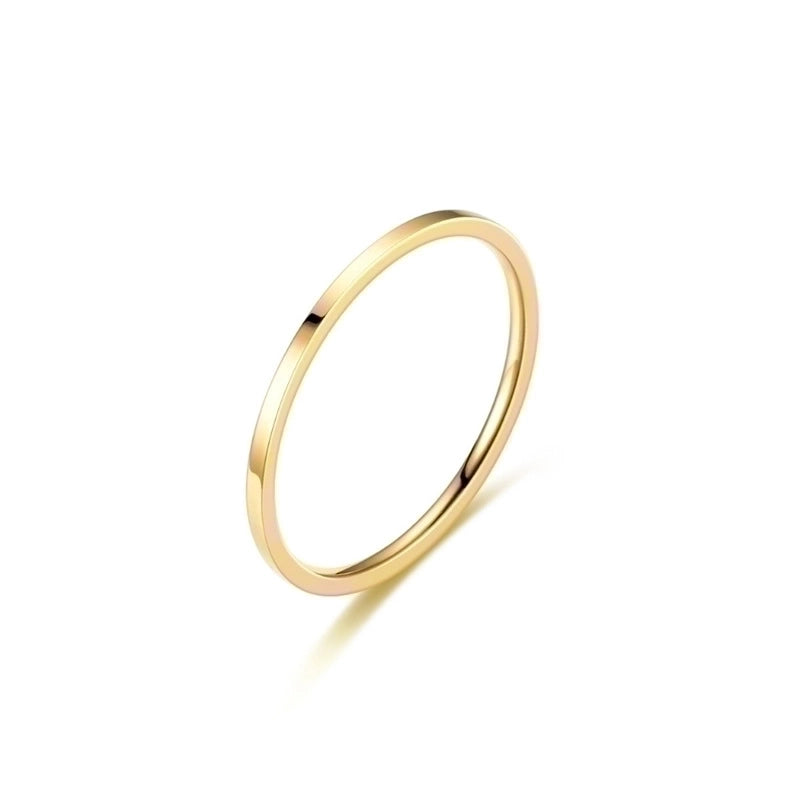 Minimalist Solid Color Titanium Steel 18K Gold Plated Polishing Rings