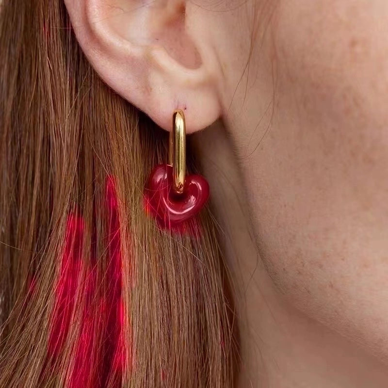 1 Pair Minimalist Classic Style Heart Shape 304 Stainless Steel 18K Gold Plated Earrings