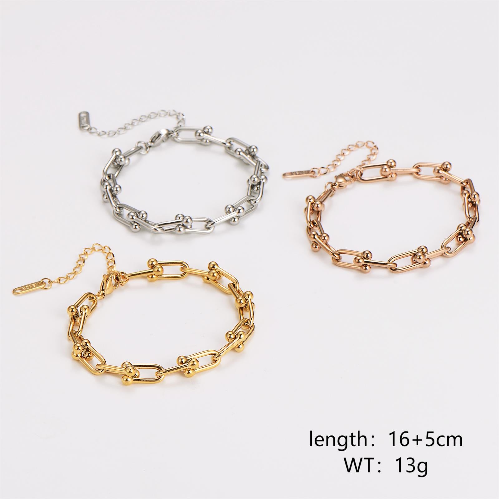 Fashion Women Chain Geometric Stainless Steel Electroplating Bracelets
