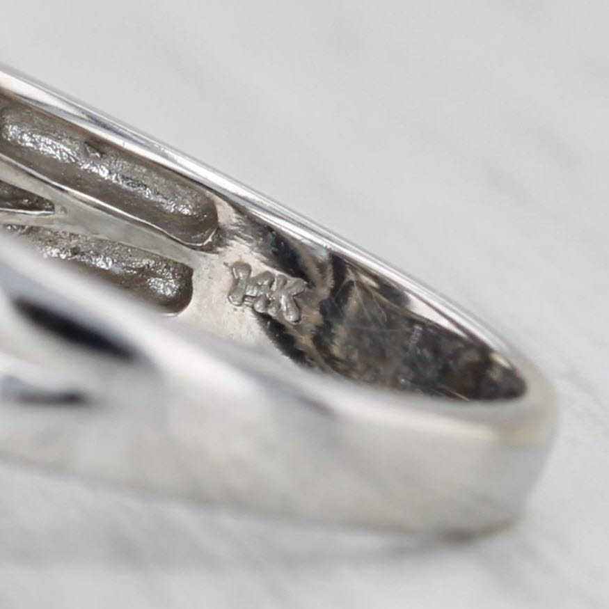 0.80ctw Black White Diamond Knot Ring 14k White Gold Size 7 Cocktail