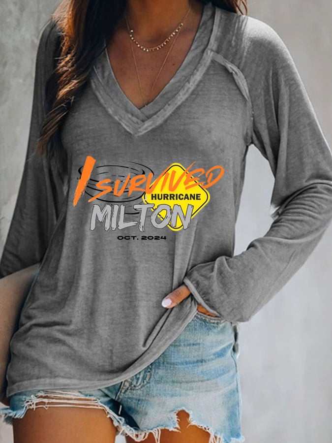 Women's Florida Hurricane Milton Print Casual T-Shirt