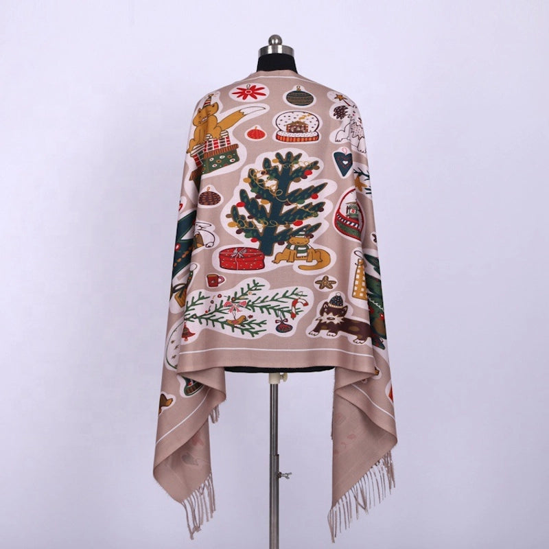 Women's IG Style Animal Letter Elk Imitation Cashmere Scarf