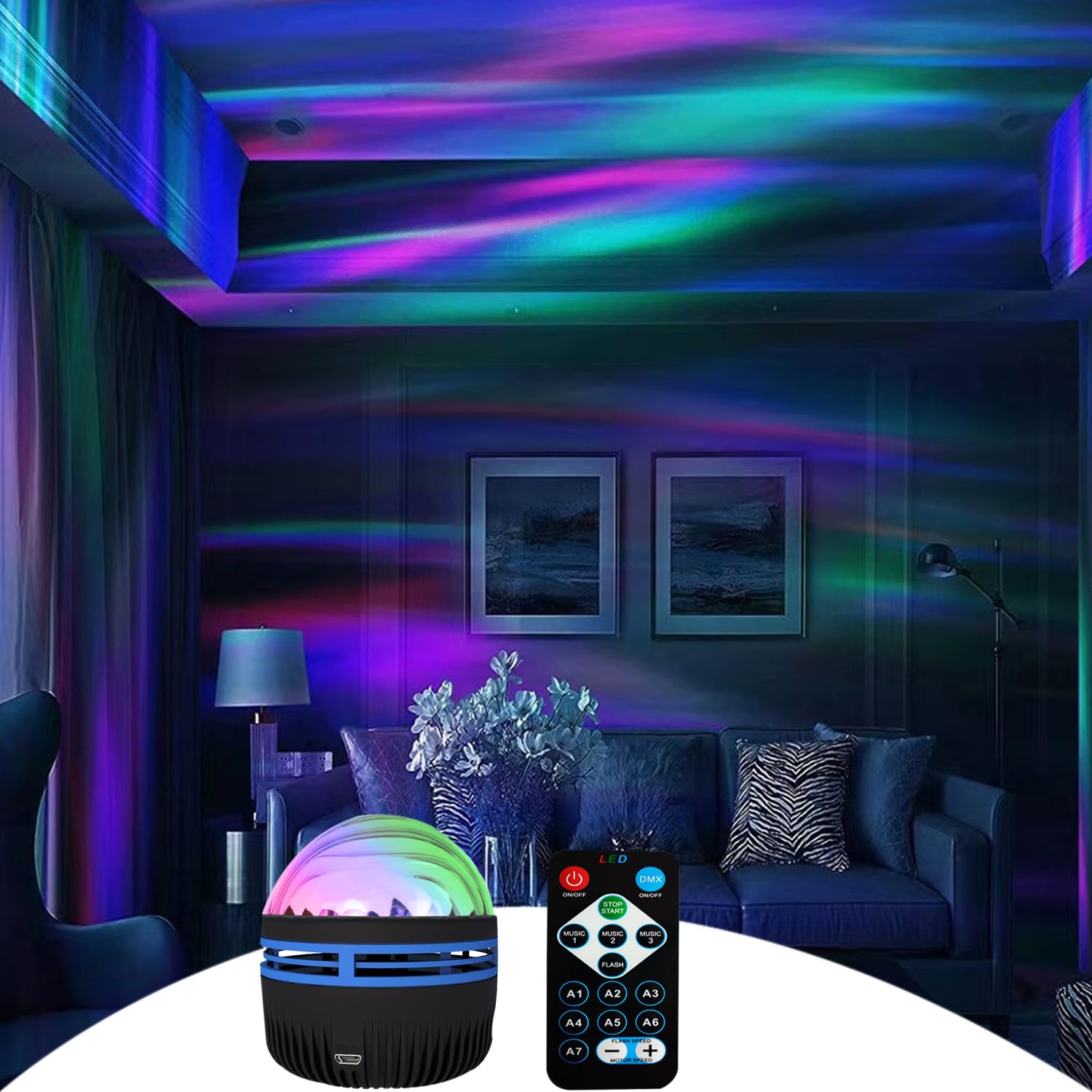 noorderlicht en oceaangolf projector