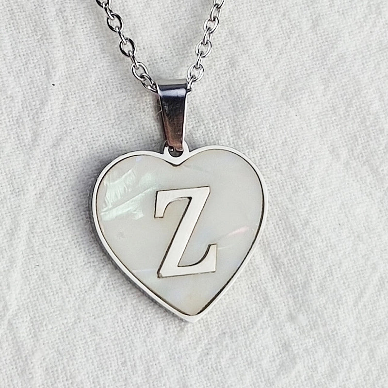 Cute Sweet Letter Titanium Steel Plating Inlay Shell Pendant Necklace