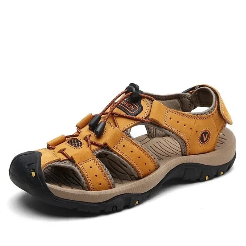 Drawato diy Leather Men Sandals Summer Shoes New Plus Size Mens Sandals Fashion Casual Outdoor Beach Slippers Breathable Wading Shoes