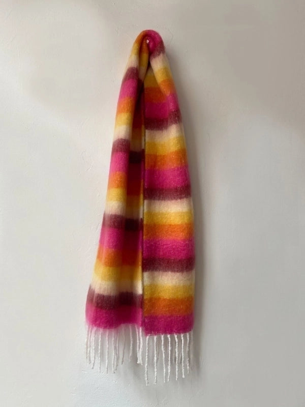 Women's Elegant Basic Color Block Polyester Tassel Scarf