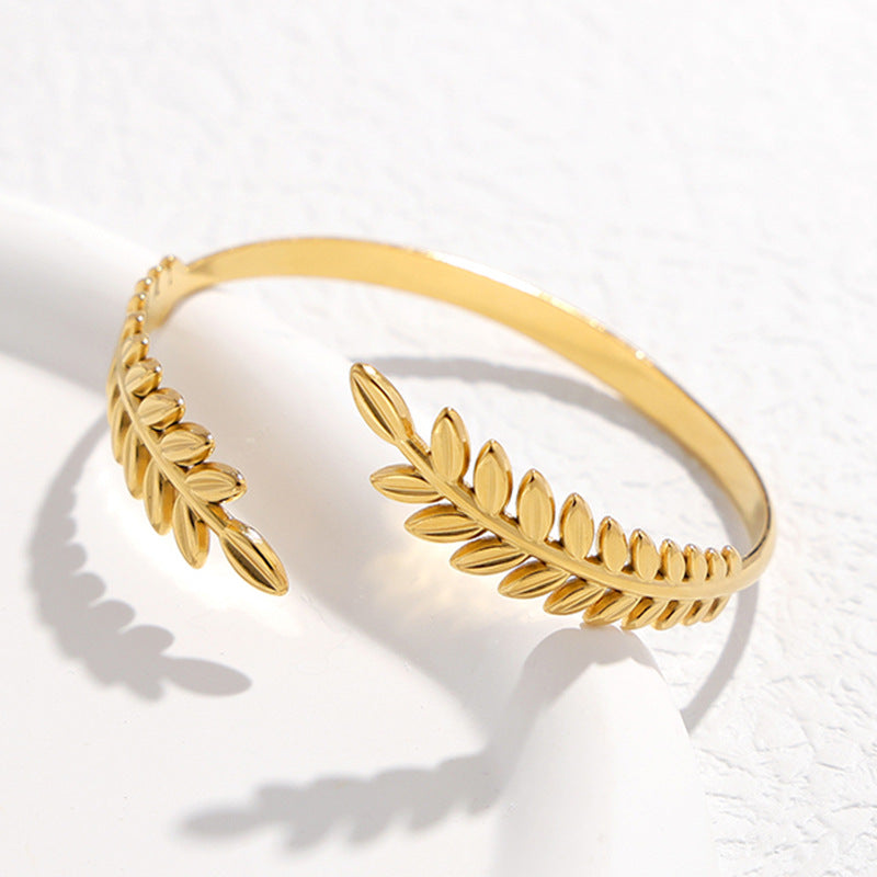 Leaf Stainless Steel Electroplating Bangles
