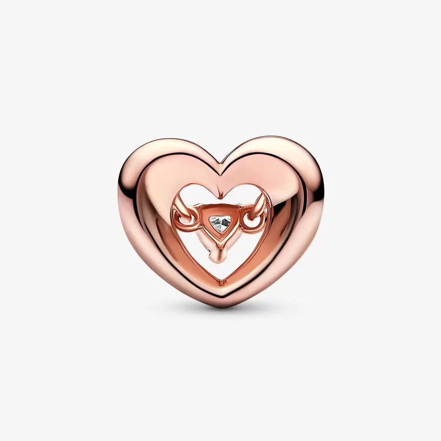 Rose Gold Plated Radiant Heart & Floating Stone Pandora Charm