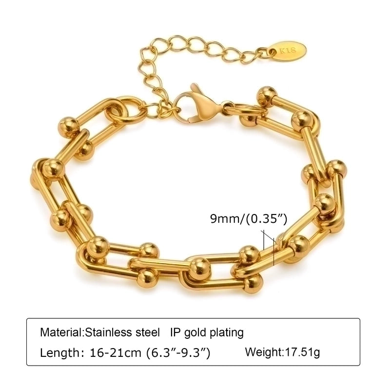 Solid Color 304 Stainless Steel 18K Gold Plated Bracelets In Bulk