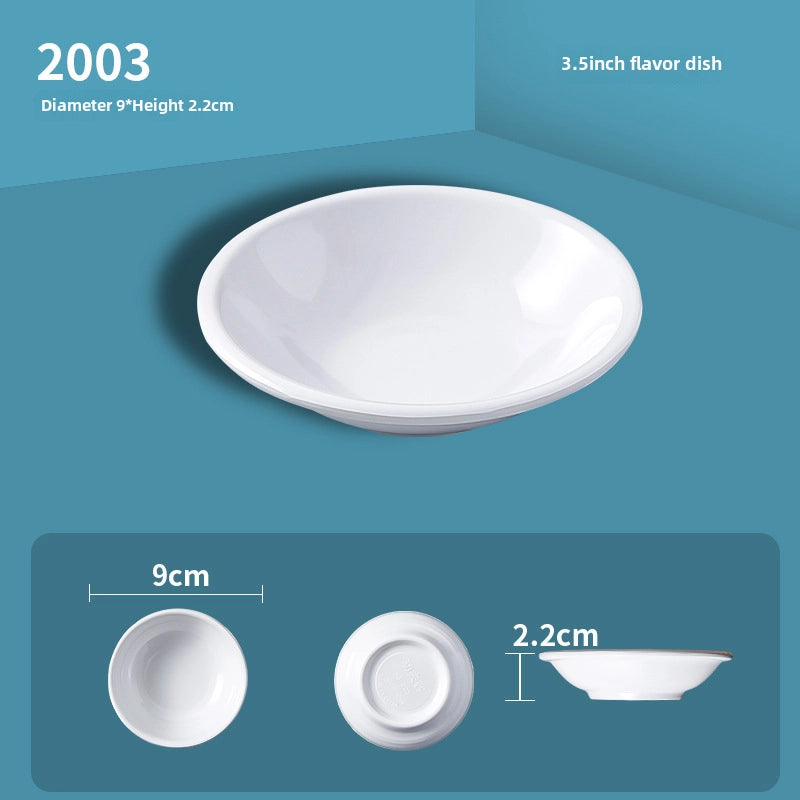 White Melamine Round Flavor Dish Vinegar Dish Catering Hot Pot Shop Commercial Imitation Porcelain Three-compartment Dip Dish Seasoning Dish