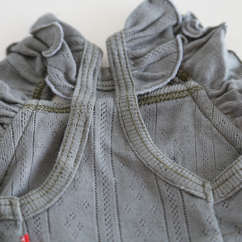 Breathable Cotton Ruffled Sleeves Dog Cat Vest
