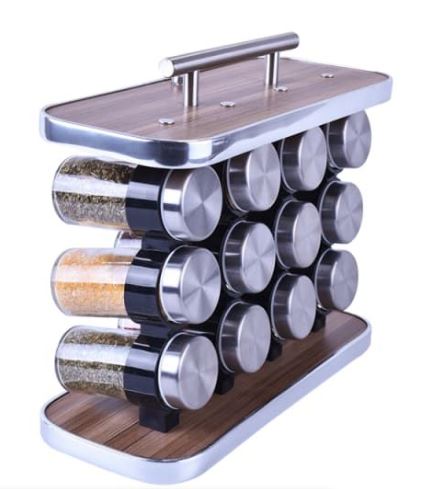 Portable Handle Seasoning Spice Rack With 12 Spice Jars