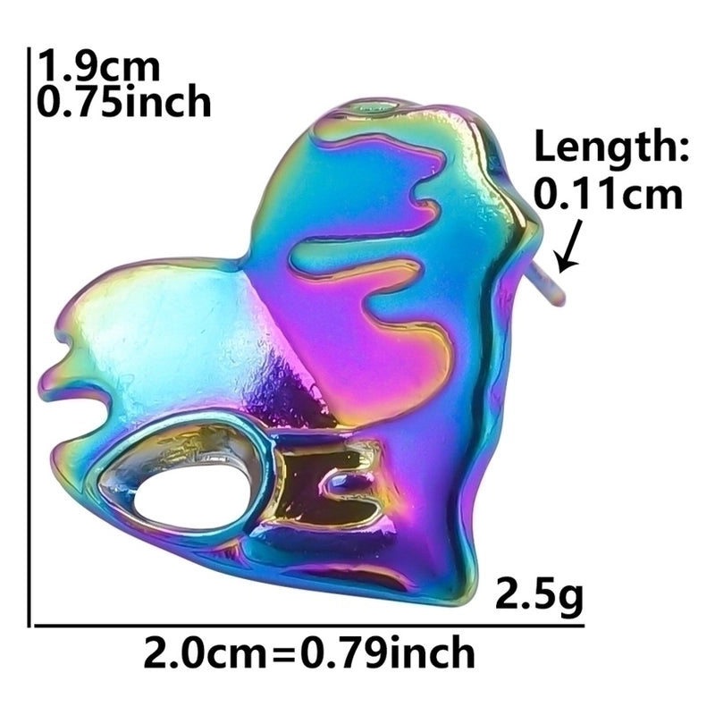 1 Pair Minimalist Heart Shape Plating 304 Stainless Steel Ear Studs