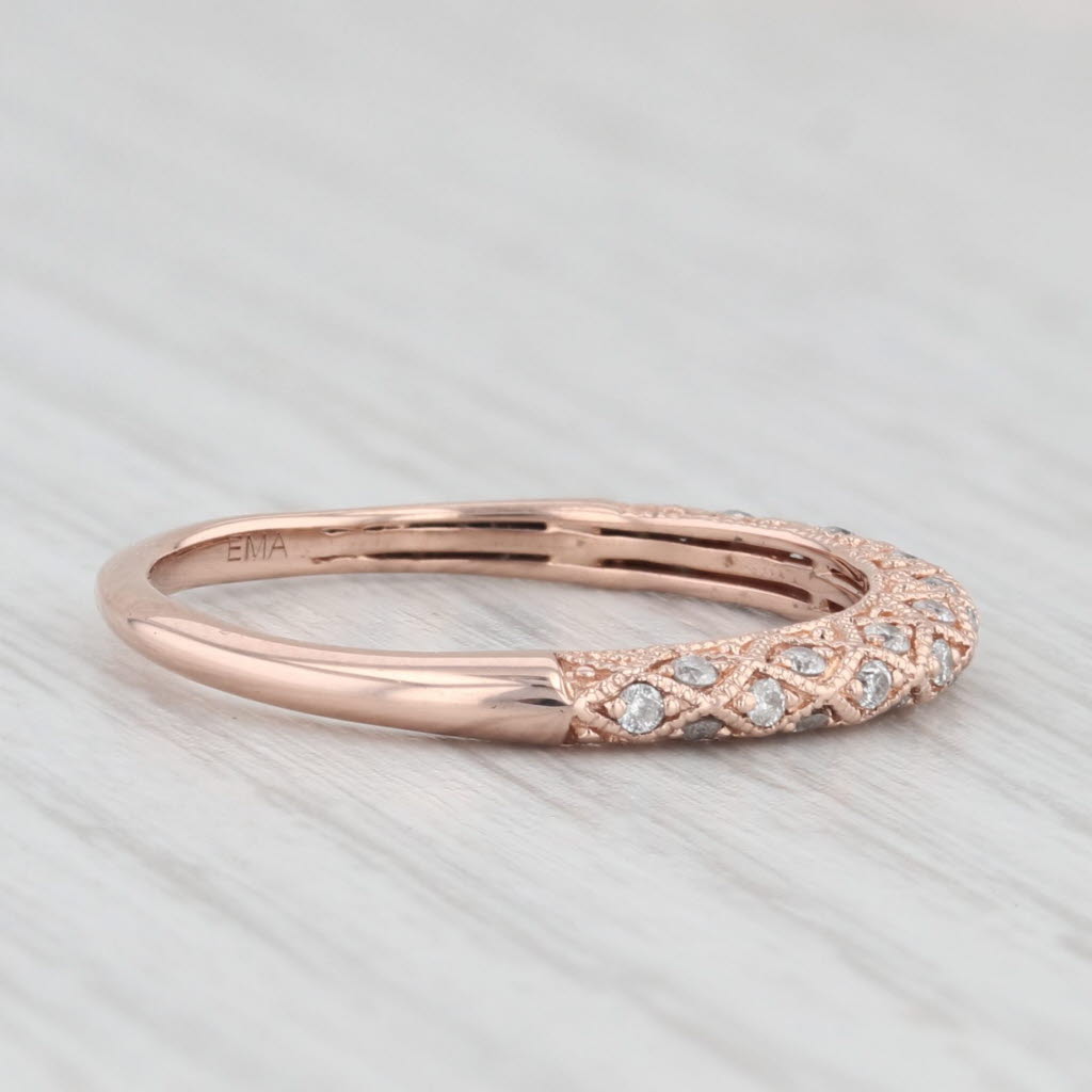 0.12ctw Diamond Stackable Ring 10k Rose Gold Wedding Anniversary Band IGL